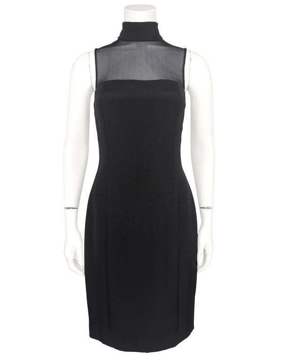 Black Illusion Turtleneck Black Cocktail Dress