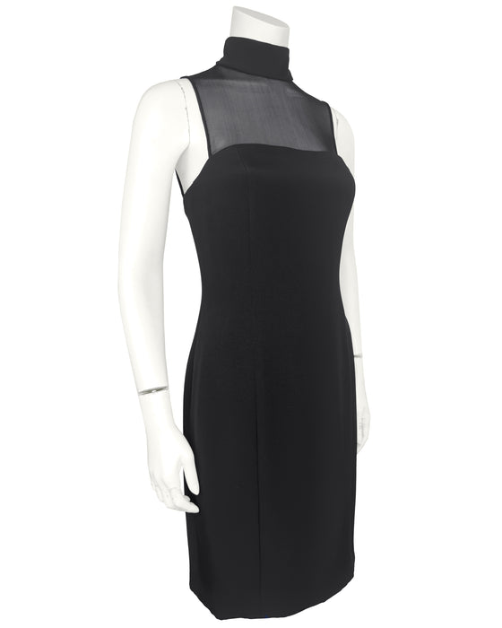 Black Illusion Turtleneck Black Cocktail Dress