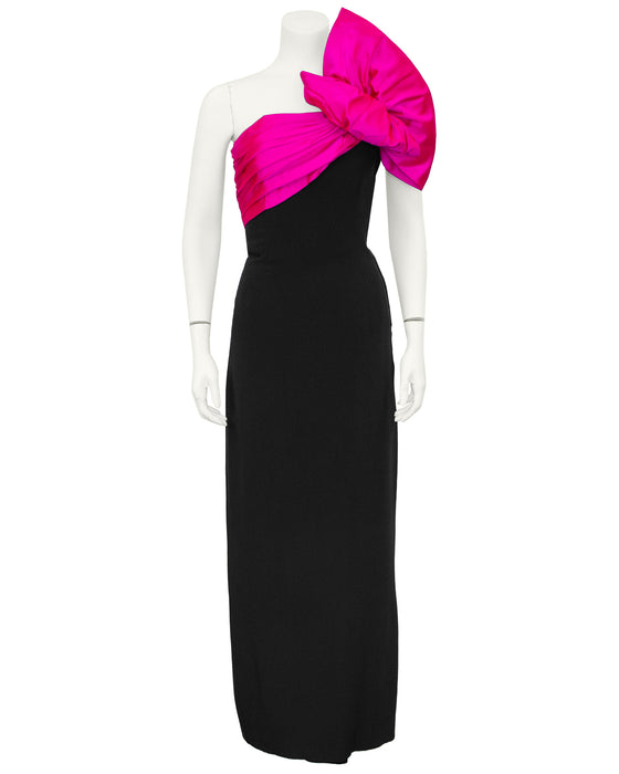 Black Gown with Large Pink Bow