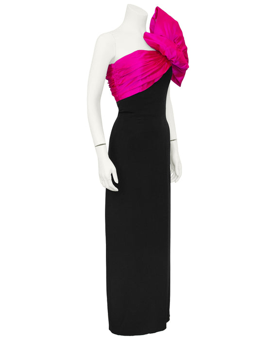 Black Gown with Large Pink Bow