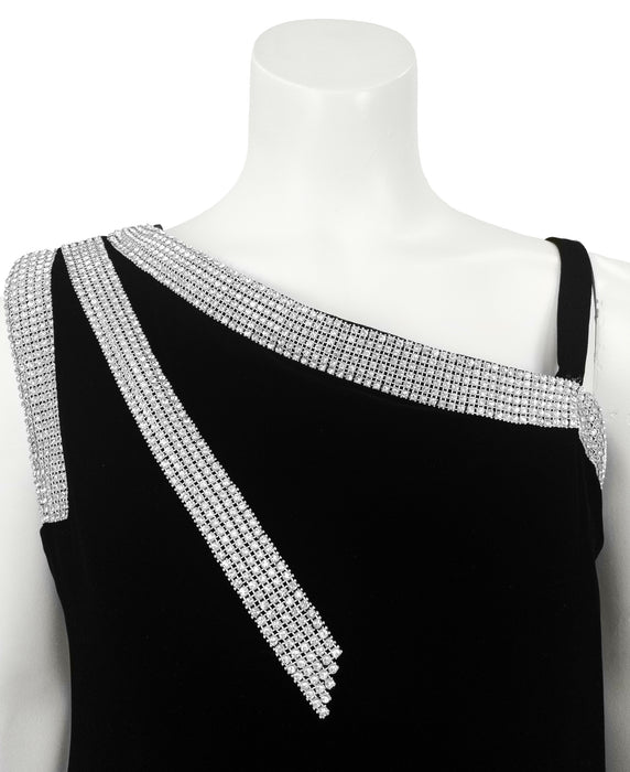 Black Velvet and Rhinestone Cocktail Dress
