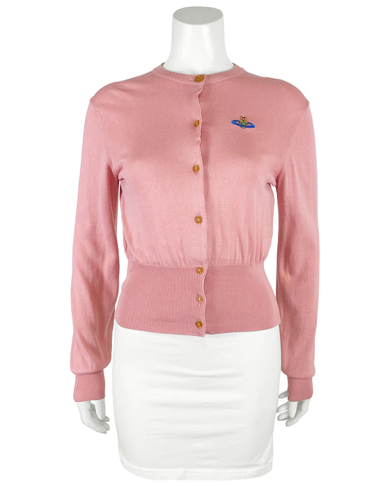 Pink Cotton Knit Cardigan