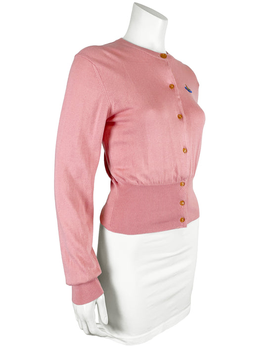 Pink Cotton Knit Cardigan