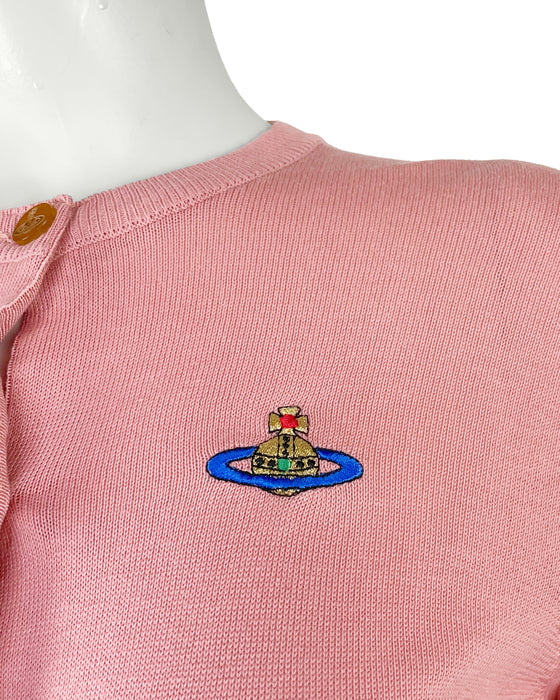 Pink Cotton Knit Cardigan