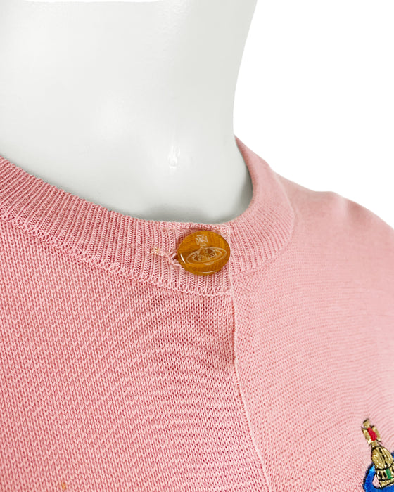 Pink Cotton Knit Cardigan