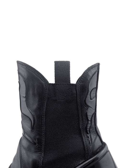 Black Leather “Fireball” Western Cowboy Style Ankle Boots