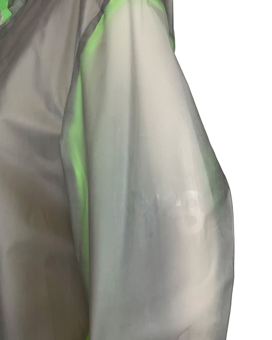 Grey and Green Hooded Rain Coat