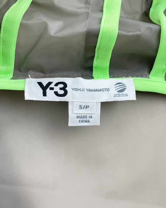 Grey and Green Hooded Rain Coat