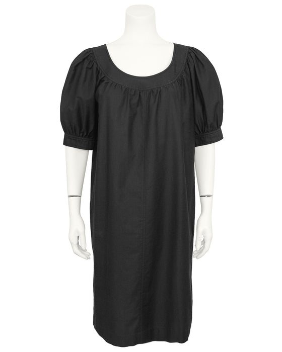 Black Cotton Peasant Style Dress Vintage Couture Black Cotton Peasant Style Dress Vintage Couture