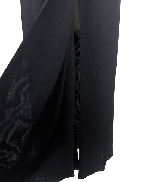 Black Jersey Gathered One Shoulder Gown