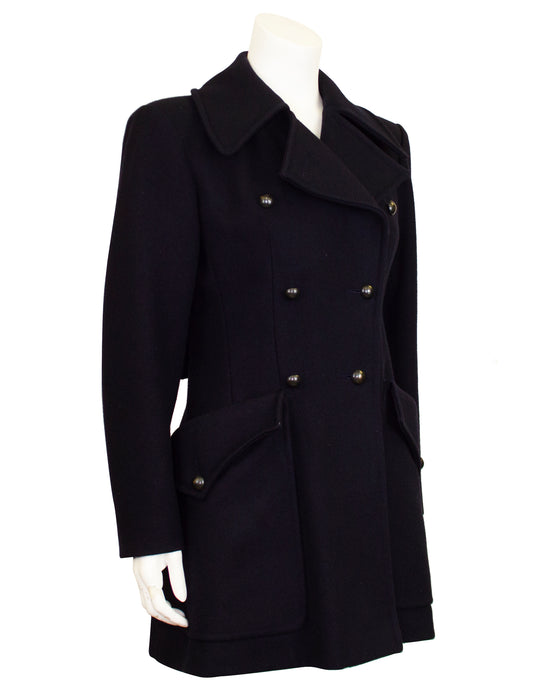 Black Wool Double Breasted Pea Coat