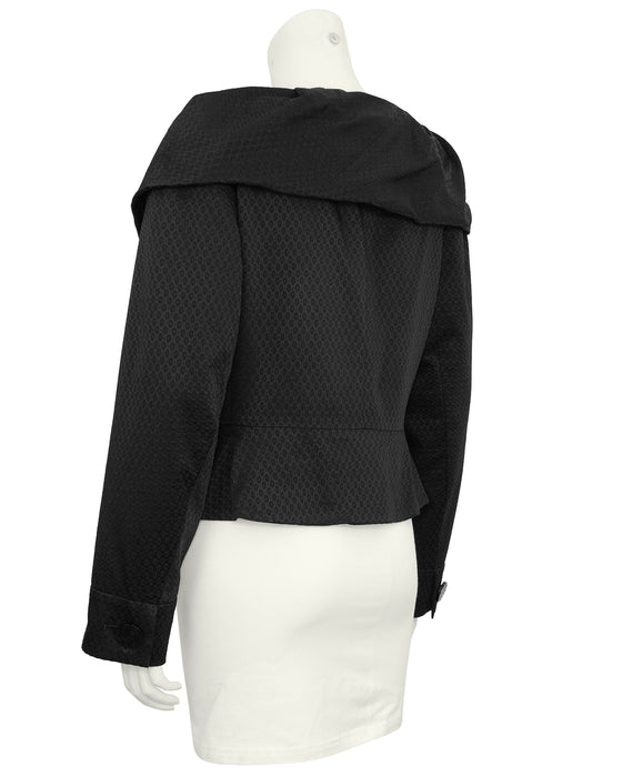 Black Jacket With Ruched Collar