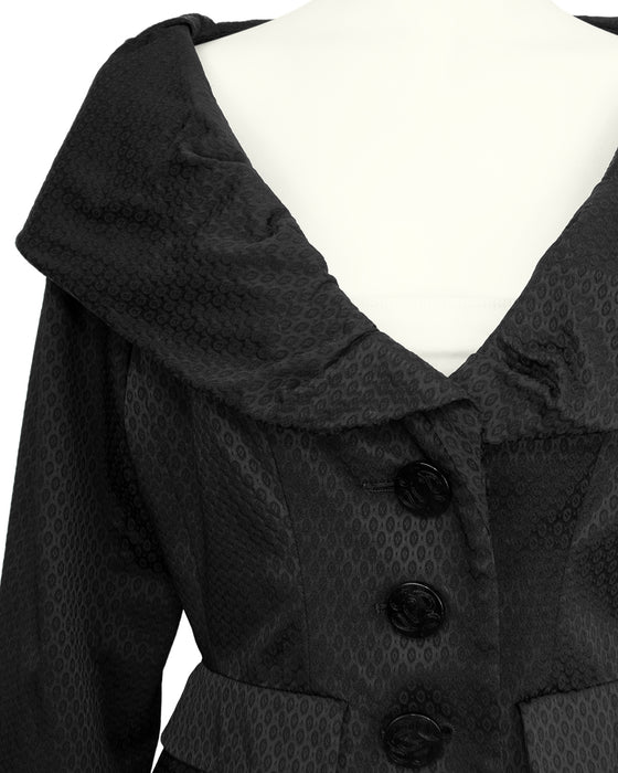Black Jacket With Ruched Collar