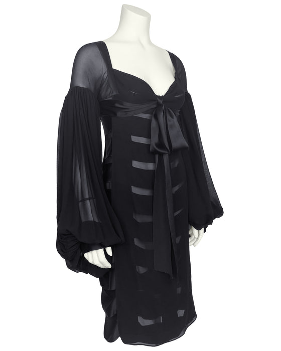 Black Fall/Winter 2002 by Tom Ford Silk Chiffon Dress Vintage Couture Black Fall/Winter 2002 by Tom Ford Silk Chiffon Dress Vintage Couture