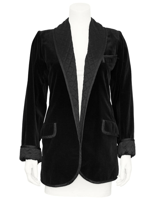 Black Velvet and Quilted Smoking Jacket