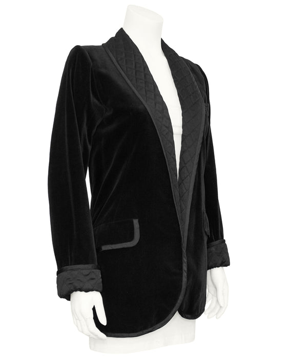 Black Velvet and Quilted Smoking Jacket