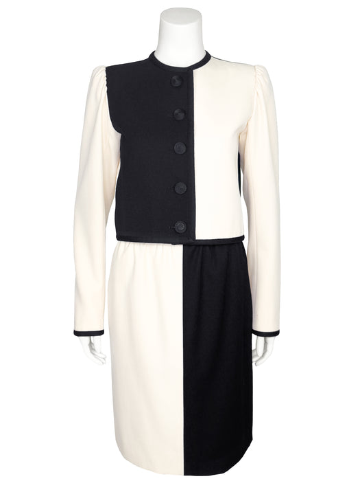 Black and Cream Spring/Summer 1980 Skirt Suit