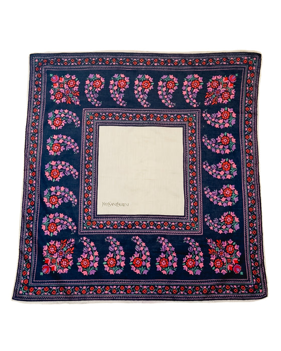 Navy and Red Floral Paisley Scarf