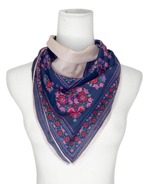 Navy and Red Floral Paisley Scarf
