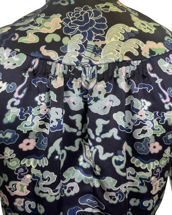 Navy Blue F/W 2004 by Tom Ford Silk Dragon Cheongsam Blouse