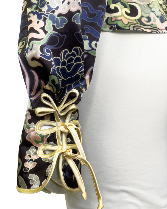 Navy Blue F/W 2004 by Tom Ford Silk Dragon Cheongsam Blouse