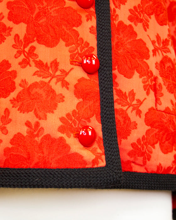 Red Silk Damask Blazer