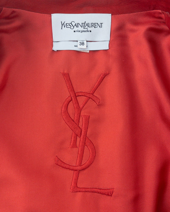 Red Suede Ruffle Front Jacket