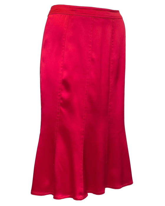 Red Satin Tulip Shape Skirt