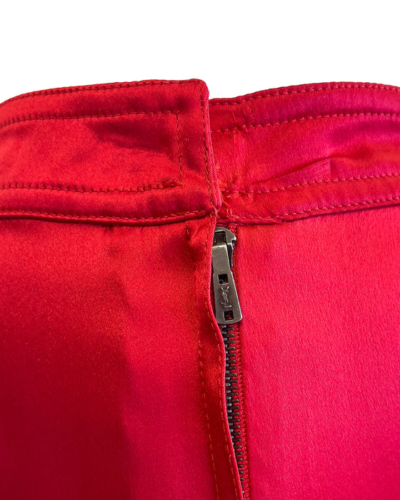 Red Satin Tulip Shape Skirt