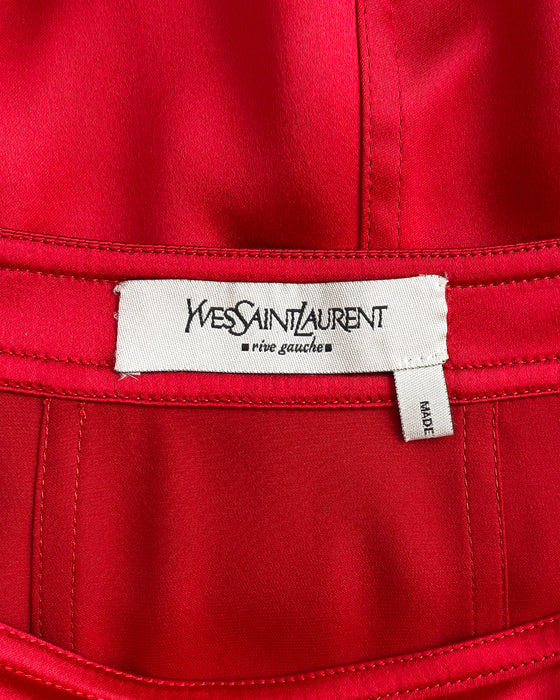 Red Satin Tulip Shape Skirt