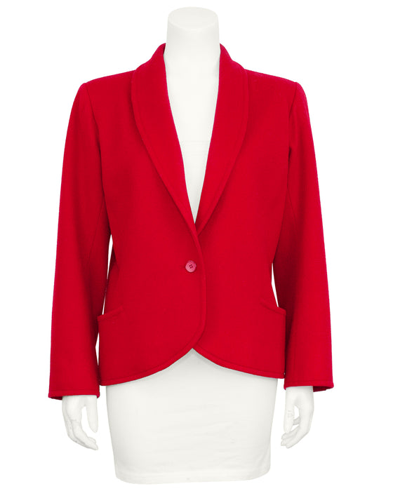 Red Wool Shawl Collar Jacket
