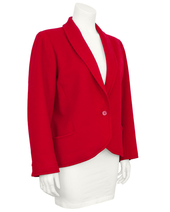 Red Wool Shawl Collar Jacket