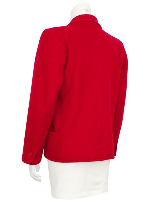Red Wool Shawl Collar Jacket
