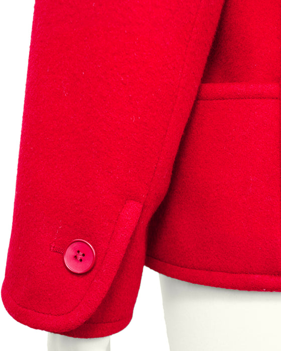 Red Wool Shawl Collar Jacket