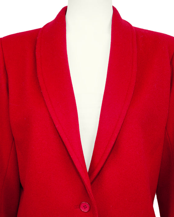 Red Wool Shawl Collar Jacket