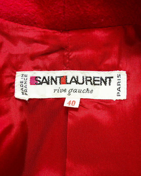 Red Wool Shawl Collar Jacket