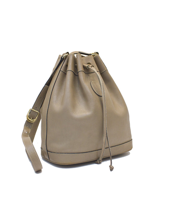 Taupe leather drawstring bag