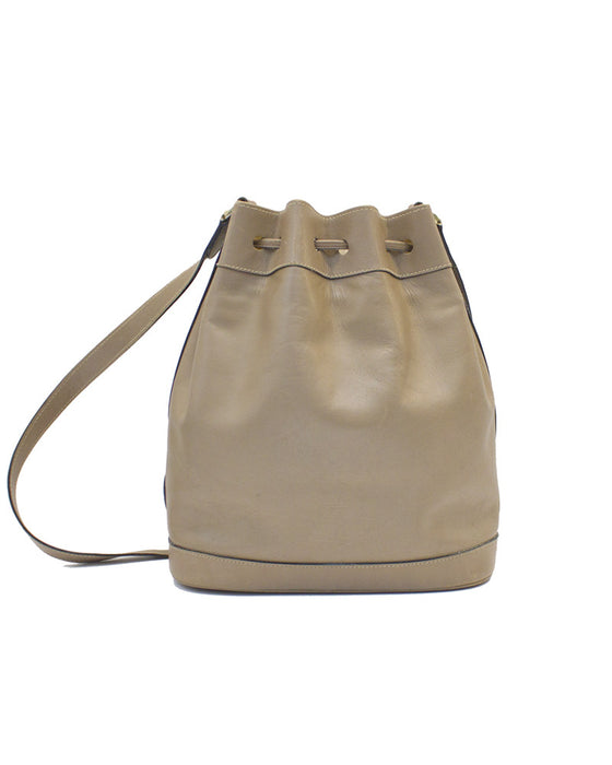 Taupe leather drawstring bag