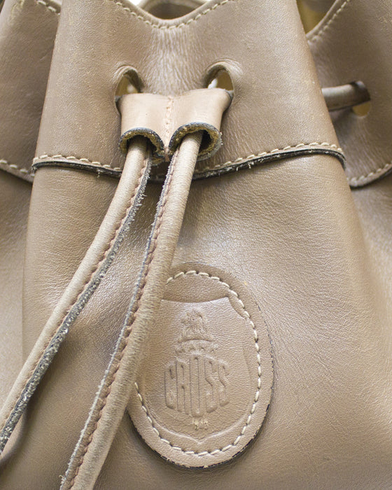 Taupe leather drawstring bag