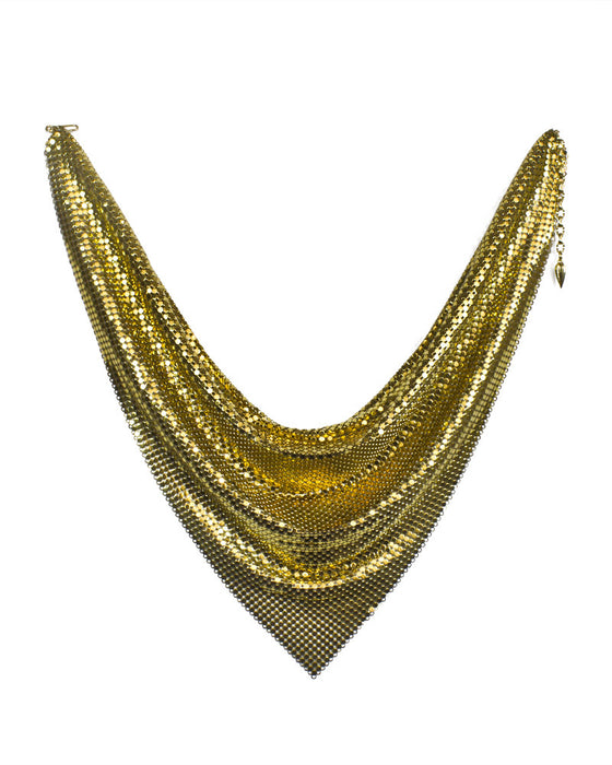 Gold mesh scarf necklace