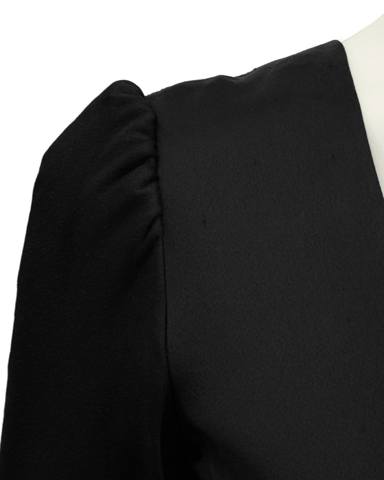 Black Satin Fur Trim Cocktail Dress – Vintage Couture