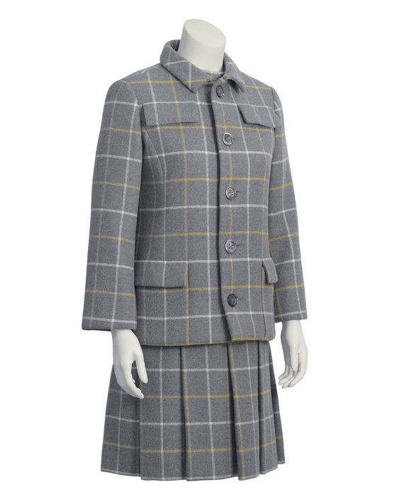 Grey Windowpane Dress and Jacket Set