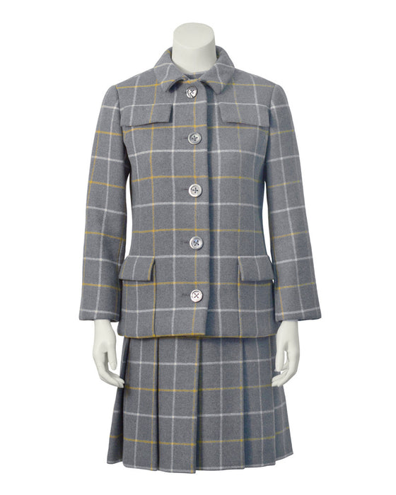 Grey Windowpane Dress and Jacket Set