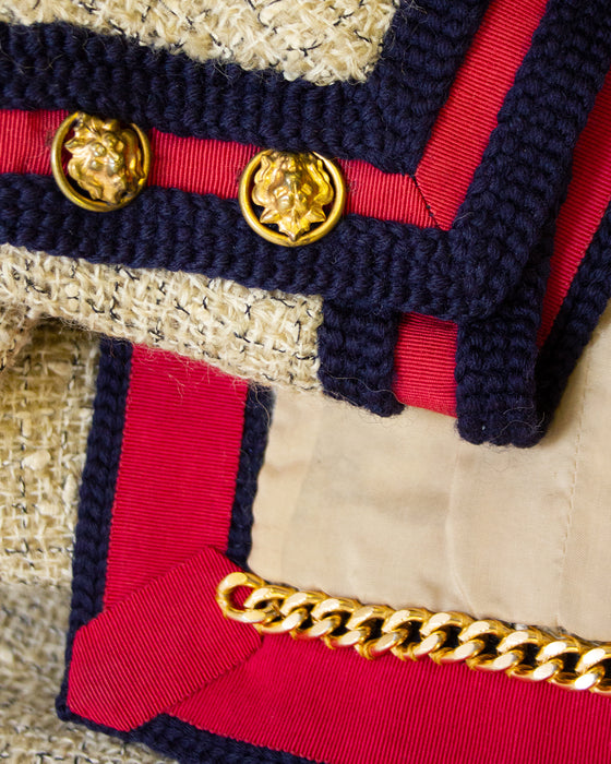 Beige, Red and Navy Blue Iconic Skirt Suit from 1961