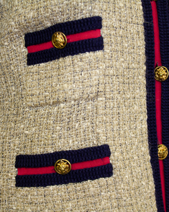 Beige, Red and Navy Blue Iconic Skirt Suit from 1961