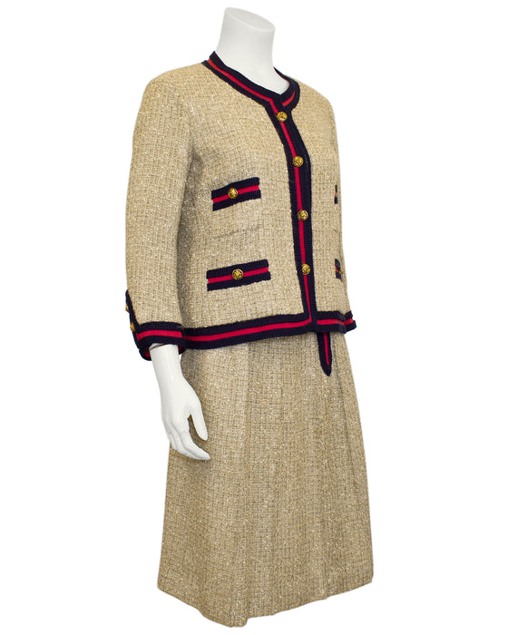 Vintage Chanel Monochrome Tweed Boxy Jacket & Skirt Set – Recess