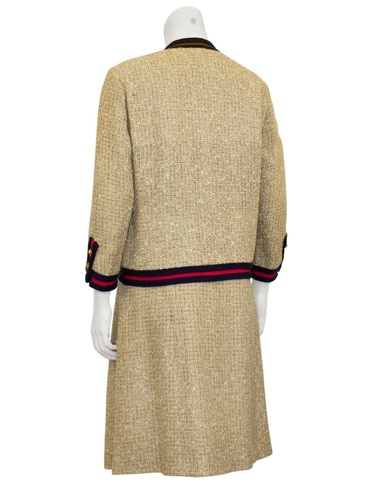 Beige, Red and Navy Blue Iconic Skirt Suit from 1961
