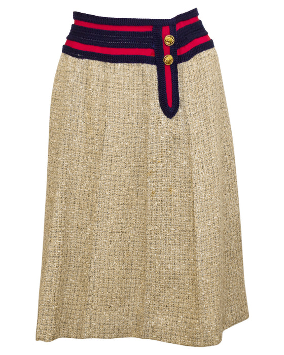 Beige, Red and Navy Blue Iconic Skirt Suit from 1961