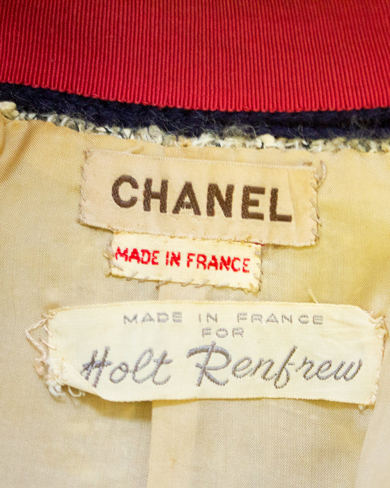 Beige, Red and Navy Blue Iconic Skirt Suit from 1961