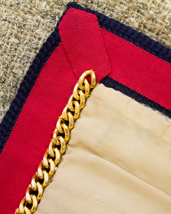 Beige, Red and Navy Blue Iconic Skirt Suit from 1961